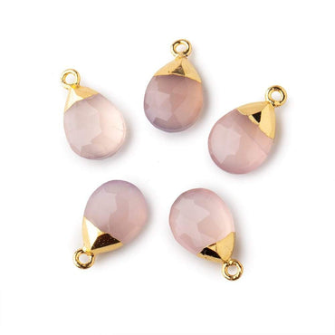 12x9mm Gold Leafed Blush Pink Chalcedony faceted pear 1 focal bead (ONLINE ORDER ONLY)