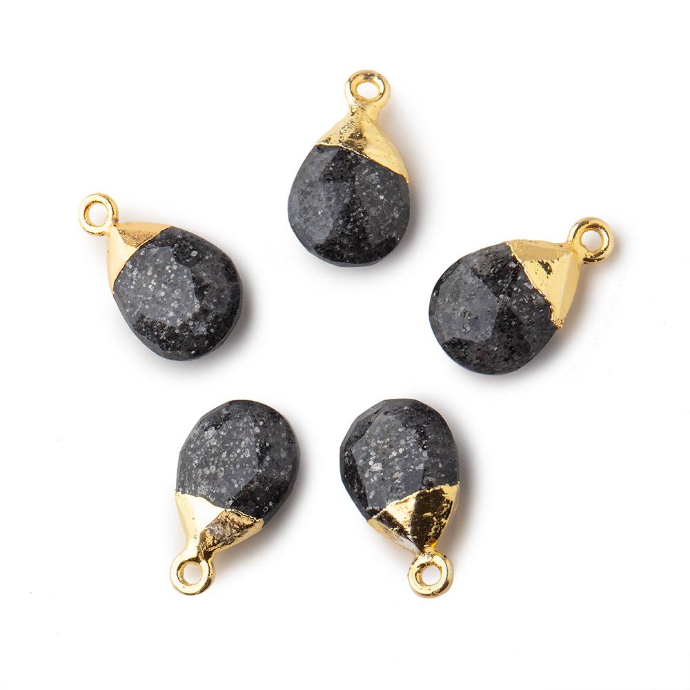 12x9mm Gold Leafed Celestial Quartz faceted pear 1 focal bead (ONLINE ORDER ONLY)