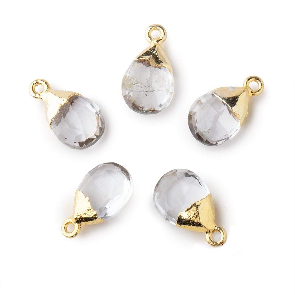 12x9mm Gold Leafed Crystal Quartz faceted pear 1 focal bead (ONLINE ORDER ONLY)