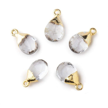 12x9mm Gold Leafed Crystal Quartz faceted pear 1 focal bead (ONLINE ORDER ONLY)