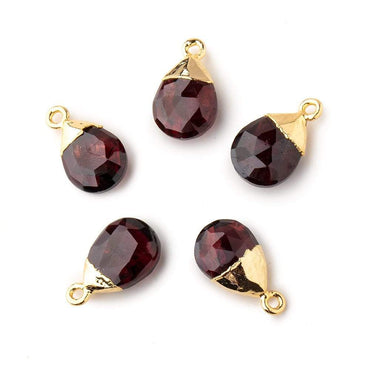 12x9mm Gold Leafed Garnet faceted pear 1 focal bead (ONLINE ORDER ONLY)