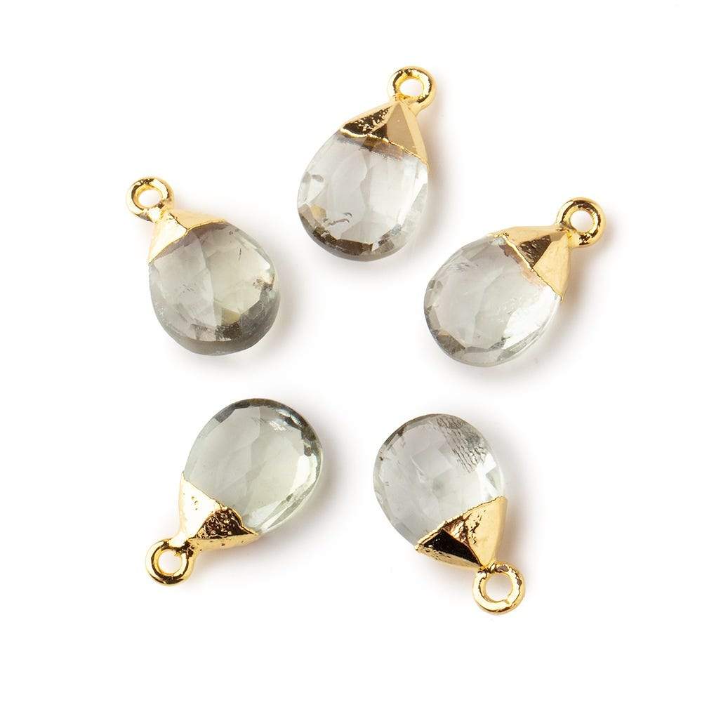 12x9mm Gold Leafed Green Amethyst faceted pear 1 focal bead (ONLINE ORDER ONLY)