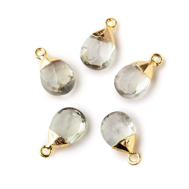 12x9mm Gold Leafed Green Amethyst faceted pear 1 focal bead (ONLINE ORDER ONLY)