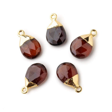12x9mm Gold Leafed Hessonite Garnet faceted pear 1 focal bead (ONLINE ORDER ONLY)