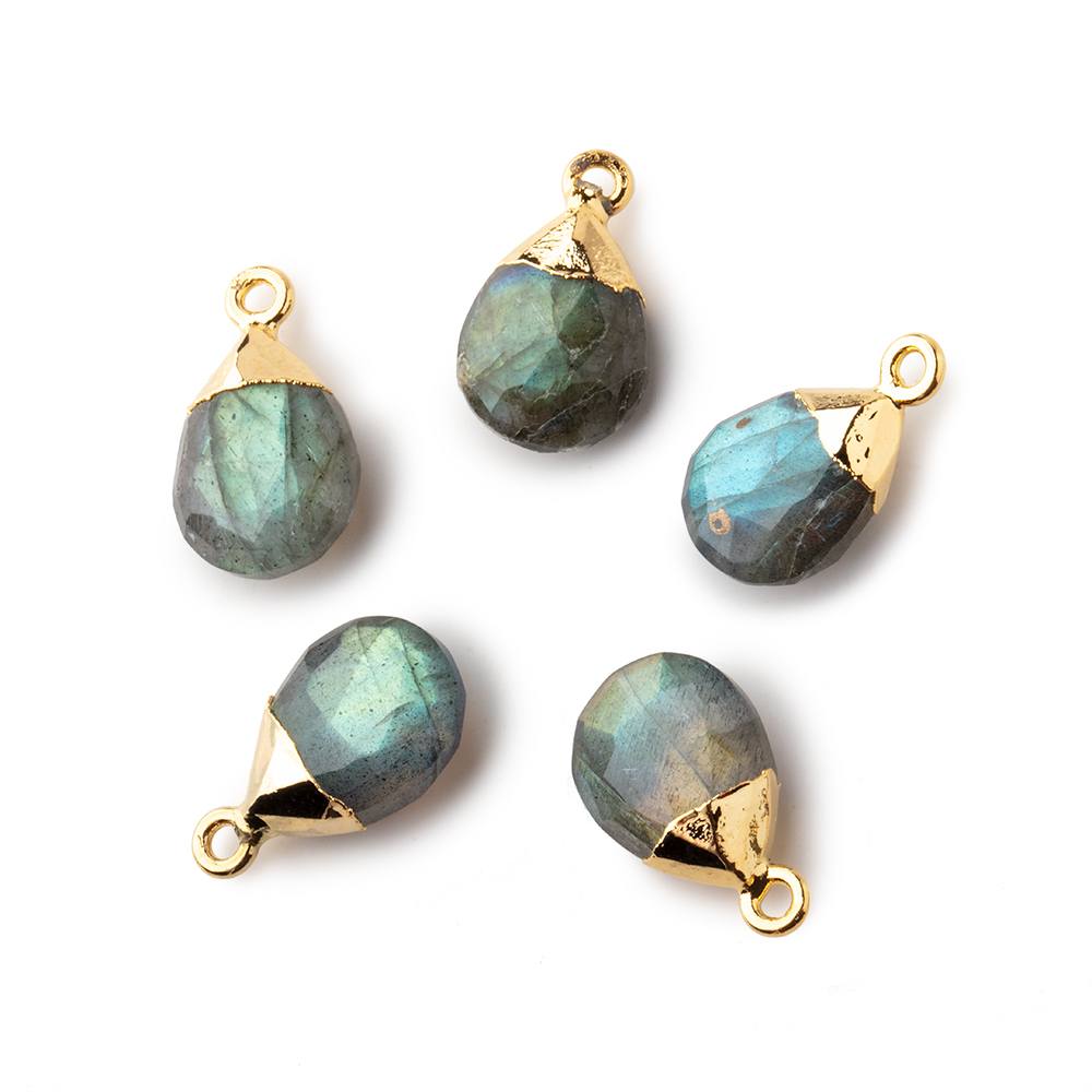 12x9mm Gold Leafed Labradorite faceted pear 1 focal bead (ONLINE ORDER ONLY)