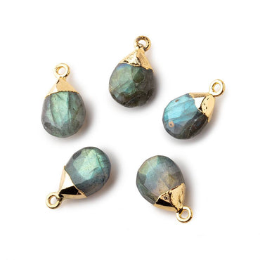 12x9mm Gold Leafed Labradorite faceted pear 1 focal bead (ONLINE ORDER ONLY)