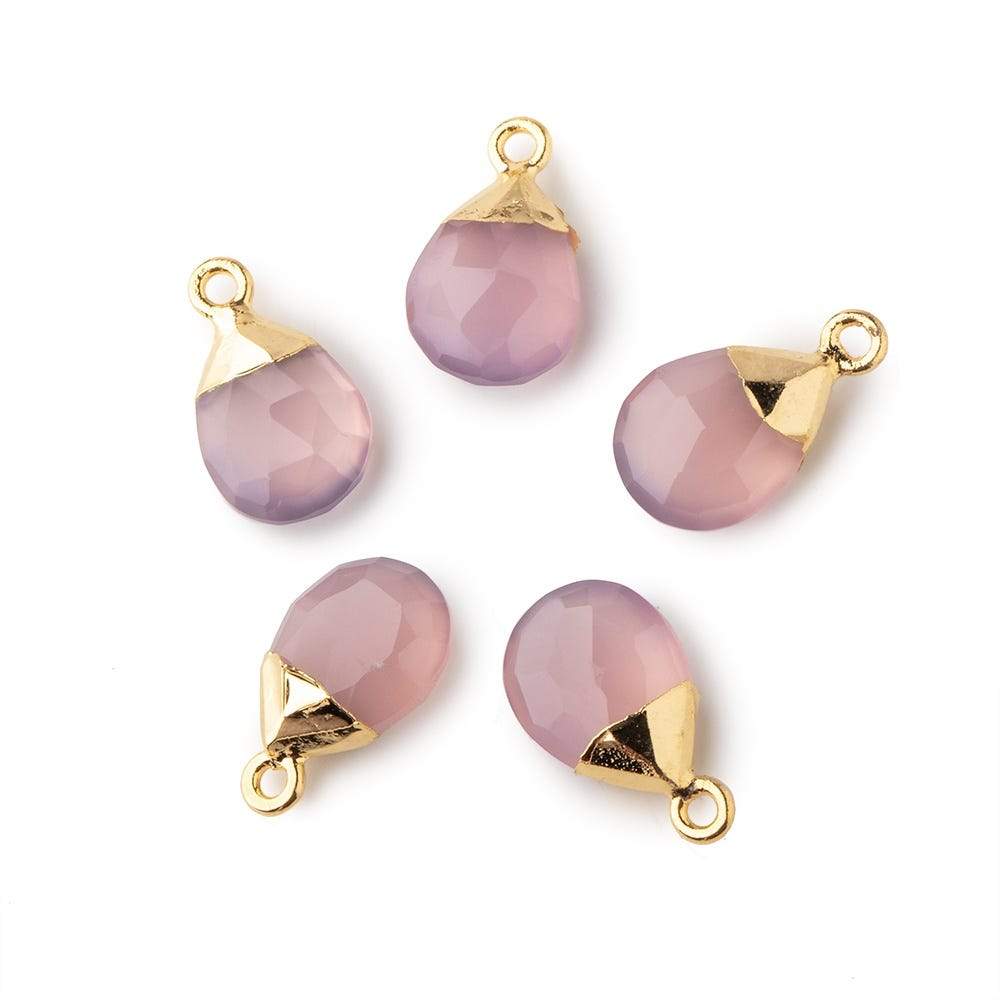 12x9mm Gold Leafed Lilac Pink Chalcedony faceted pear 1 focal bead (ONLINE ORDER ONLY)