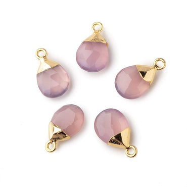 12x9mm Gold Leafed Lilac Pink Chalcedony faceted pear 1 focal bead (ONLINE ORDER ONLY)
