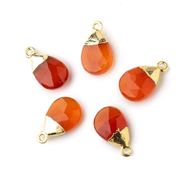 12x9mm Gold Leafed Orange Chalcedony faceted pear 1 focal bead (ONLINE ORDER ONLY)