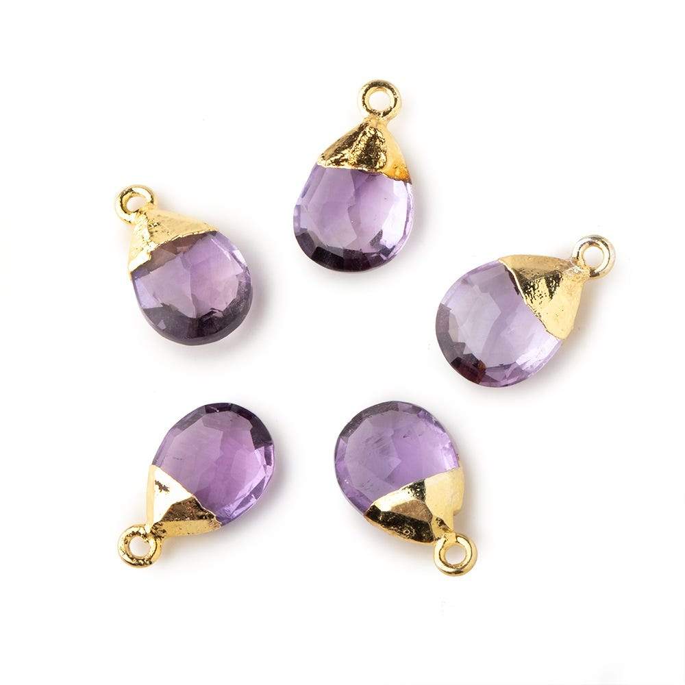 12x9mm Gold Leafed Pink Amethyst faceted pear 1 focal bead (ONLINE ORDER ONLY)