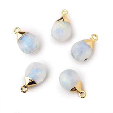 12x9mm Gold Leafed Rainbow Moonstone faceted pear 1 focal bead (ONLINE ORDER ONLY)