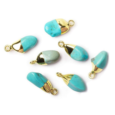 12x9mm Gold Leafed Turquoise plain freeform Pendant 1 piece (ONLINE ORDER ONLY)