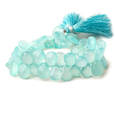 12x9mm Seafoam Blue Chalcedony faceted pears 8 inch 45 beads (ONLINE ORDER ONLY)