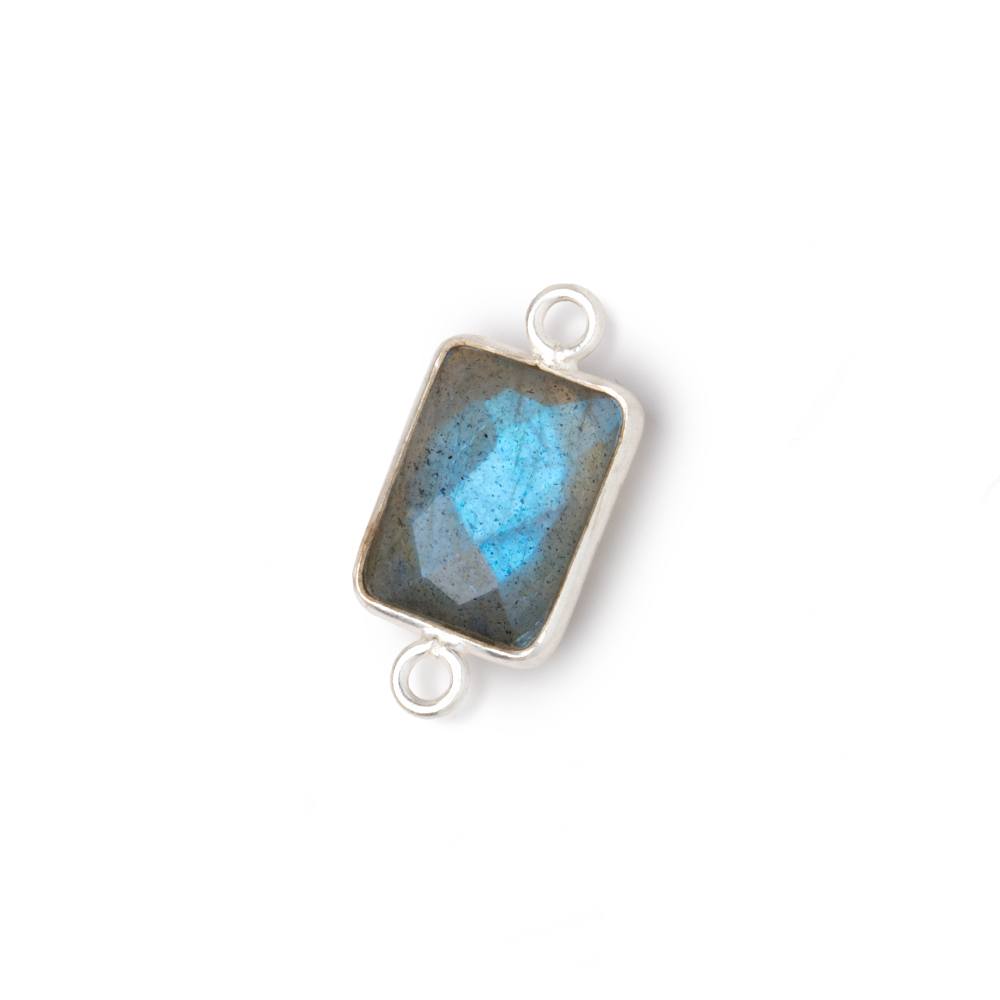 12x9mm Silver Bezel Labradorite Faceted Rectangle with Blue Flash 1 Connector (ONLINE ORDER ONLY)