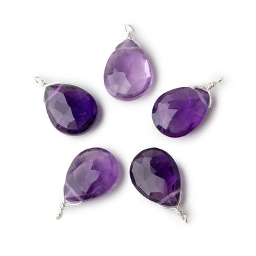 12x9mm Silver Wire Wrapped Amethyst Faceted Pear 1 Focal Pendant (ONLINE ORDER ONLY)