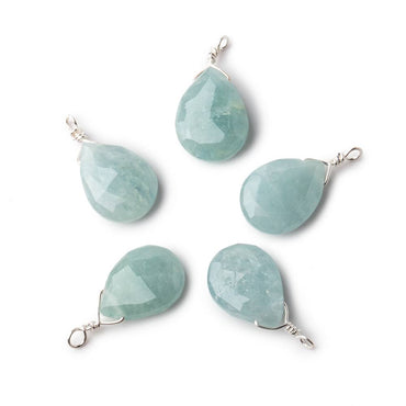 12x9mm Silver Wire Wrapped Aquamarine Faceted Pear 1 Focal Pendant (ONLINE ORDER ONLY)