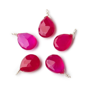 12x9mm Silver Wire Wrapped Berry Pink Chalcedony Faceted Pear 1 Focal Pendant (ONLINE ORDER ONLY)