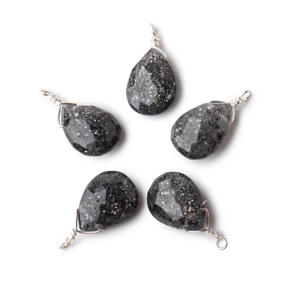 12x9mm Silver Wire Wrapped Celestial Quartz Faceted Pear 1 Focal Pendant (ONLINE ORDER ONLY)