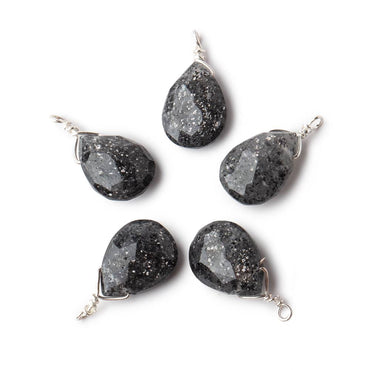 12x9mm Silver Wire Wrapped Celestial Quartz Faceted Pear 1 Focal Pendant (ONLINE ORDER ONLY)