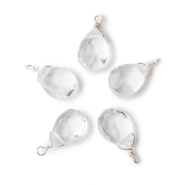 12x9mm Silver Wire Wrapped Crystal Quartz Faceted Pear 1 Focal Pendant (ONLINE ORDER ONLY)