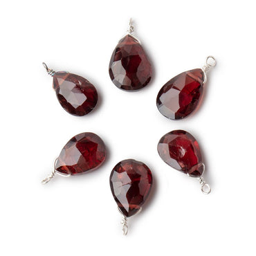 12x9mm Silver Wire Wrapped Garnet Faceted Pear 1 Focal Pendant (ONLINE ORDER ONLY)