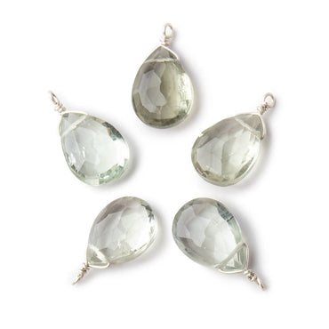 12x9mm Silver Wire Wrapped Green Amethyst Faceted Pear 1 Focal Pendant (ONLINE ORDER ONLY)