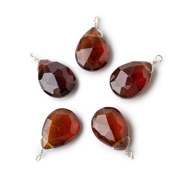 12x9mm Silver Wire Wrapped Hessonite Garnet Faceted Pear 1 Focal Pendant (ONLINE ORDER ONLY)