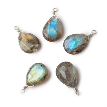 12x9mm Silver Wire Wrapped Labradorite Faceted Pear 1 Focal Pendant (ONLINE ORDER ONLY)