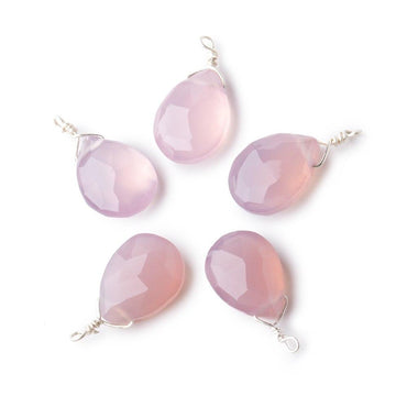 12x9mm Silver Wire Wrapped Lilac Pink Chalcedony Faceted Pear 1 Focal Pendant (ONLINE ORDER ONLY)