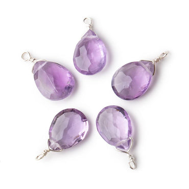12x9mm Silver Wire Wrapped Pink Amethyst Faceted Pear 1 Focal Pendant (ONLINE ORDER ONLY)