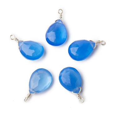 12x9mm Silver Wire Wrapped Santorini Chalcedony Faceted Pear 1 Focal Pendant (ONLINE ORDER ONLY)