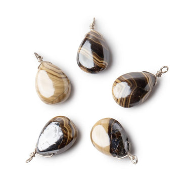 12x9mm Silver Wire Wrapped Schalenblende Plain Pear 1 Focal Pendant (ONLINE ORDER ONLY)