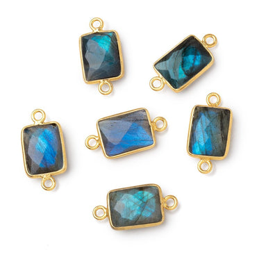 12x9mm Vermeil Bezel Labradorite Faceted Rectangle with Blue Flash 1 Connector (ONLINE ORDER ONLY)