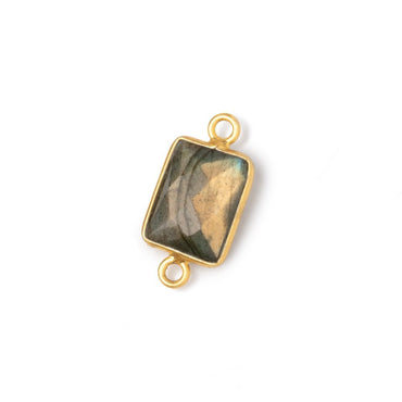 12x9mm Vermeil Bezel Labradorite Faceted Rectangle with Multi Flash 1 Connector (ONLINE ORDER ONLY)
