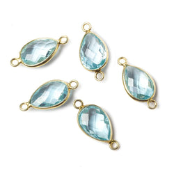 12x9mm Vermeil Bezel Sky Blue Topaz faceted pear Petite Connector 1 piece (ONLINE ORDER ONLY)