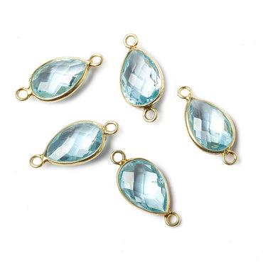12x9mm Vermeil Bezel Sky Blue Topaz faceted pear Petite Connector 1 piece (ONLINE ORDER ONLY)