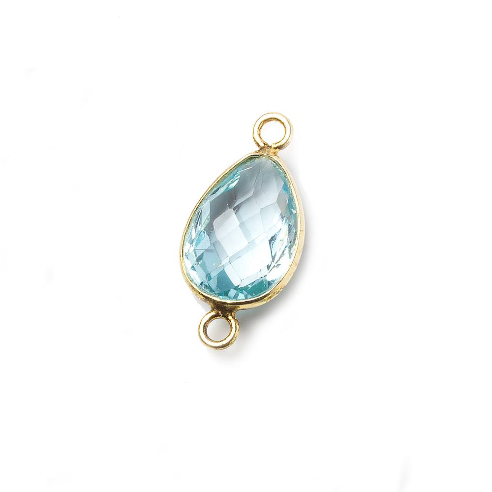 12x9mm Vermeil Bezel Sky Blue Topaz faceted pear Petite Connector 1 piece (ONLINE ORDER ONLY)