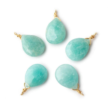 12x9mm Vermeil Wire Wrapped Amazonite Faceted Pear 1 Focal Pendant (ONLINE ORDER ONLY)