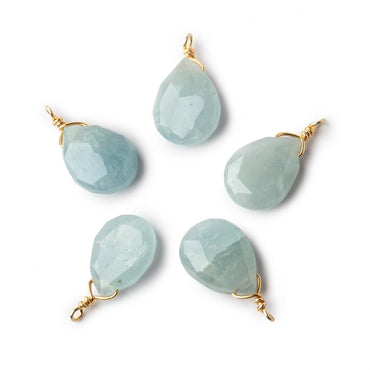 12x9mm Vermeil Wire Wrapped Aquamarine Faceted Pear 1 Focal Pendant (ONLINE ORDER ONLY)