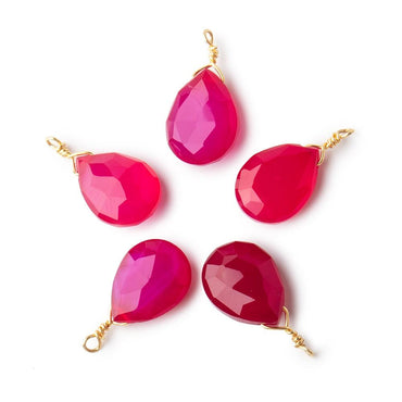 12x9mm Vermeil Wire Wrapped Berry Pink Chalcedony Faceted Pear 1 Focal Pendant (ONLINE ORDER ONLY)