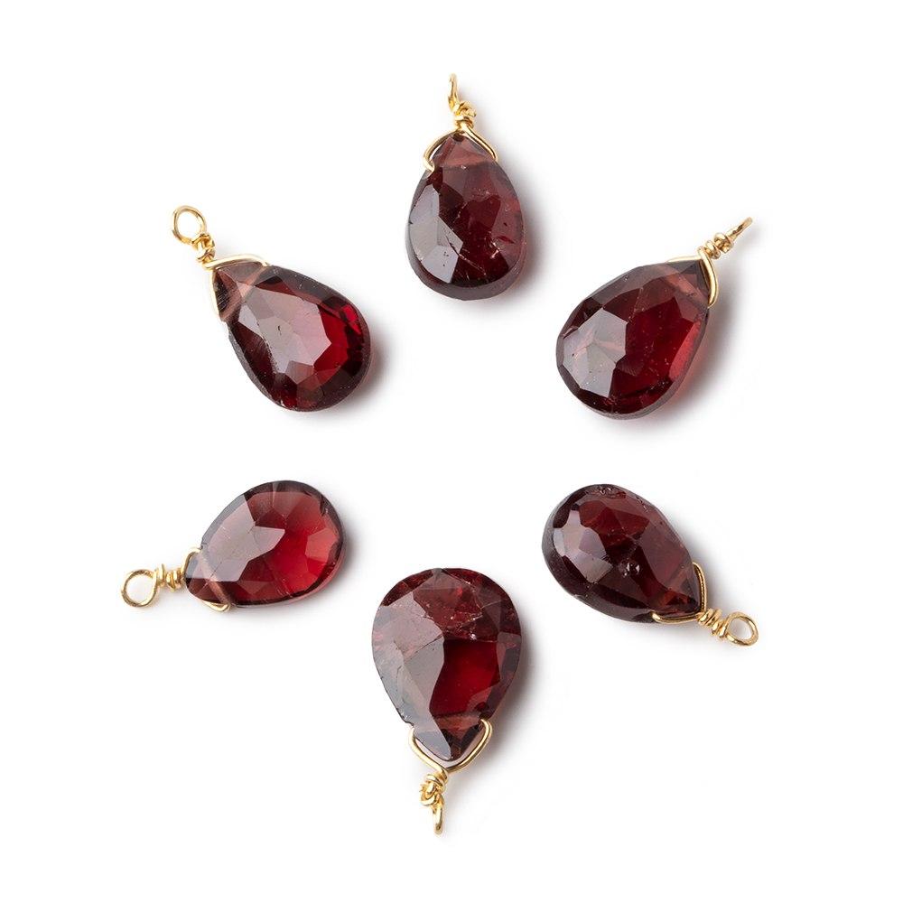 12x9mm Vermeil Wire Wrapped Garnet Faceted Pear 1 Focal Pendant (ONLINE ORDER ONLY)