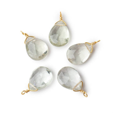12x9mm Vermeil Wire Wrapped Green Amethyst Faceted Pear 1 Focal Pendant (ONLINE ORDER ONLY)