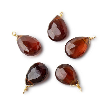 12x9mm Vermeil Wire Wrapped Hessonite Garnet Faceted Pear 1 Focal Pendant (ONLINE ORDER ONLY)