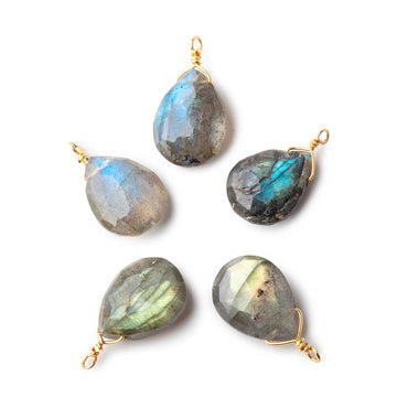 12x9mm Vermeil Wire Wrapped Labradorite Faceted Pear 1 Focal Pendant (ONLINE ORDER ONLY)