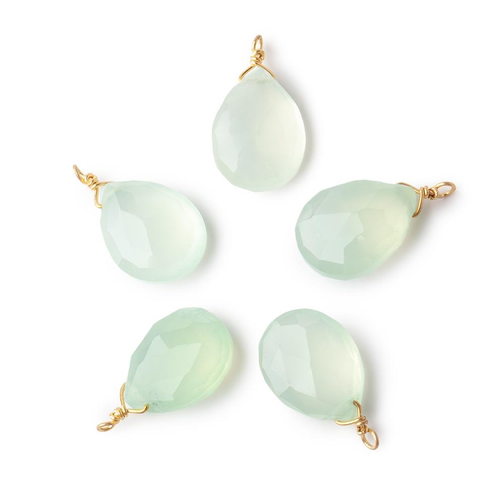 12x9mm Vermeil Wire Wrapped Lime Chalcedony Faceted Pear 1 Focal Pendant (ONLINE ORDER ONLY)