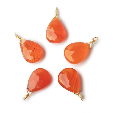 12x9mm Vermeil Wire Wrapped Orange Chalcedony Faceted Pear 1 Focal Pendant (ONLINE ORDER ONLY)