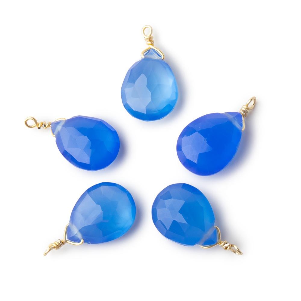 12x9mm Vermeil Wire Wrapped Santorini Chalcedony Faceted Pear 1 Focal Pendant (ONLINE ORDER ONLY)
