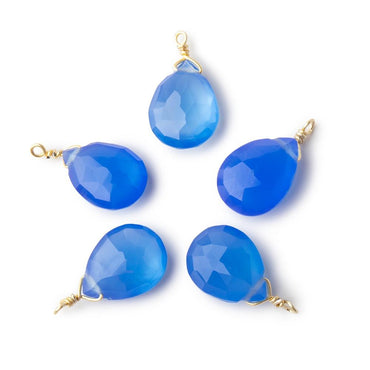 12x9mm Vermeil Wire Wrapped Santorini Chalcedony Faceted Pear 1 Focal Pendant (ONLINE ORDER ONLY)