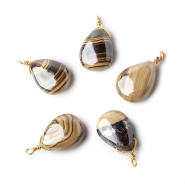 12x9mm Vermeil Wire Wrapped Schalenblende Plain Pear 1 Focal Pendant (ONLINE ORDER ONLY)
