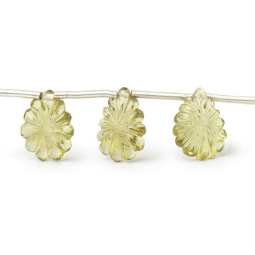 13-14.5mm Olive Quartz Carved Pear Beads 6.5 inch 10 pieces (ONLINE ORDER ONLY)
